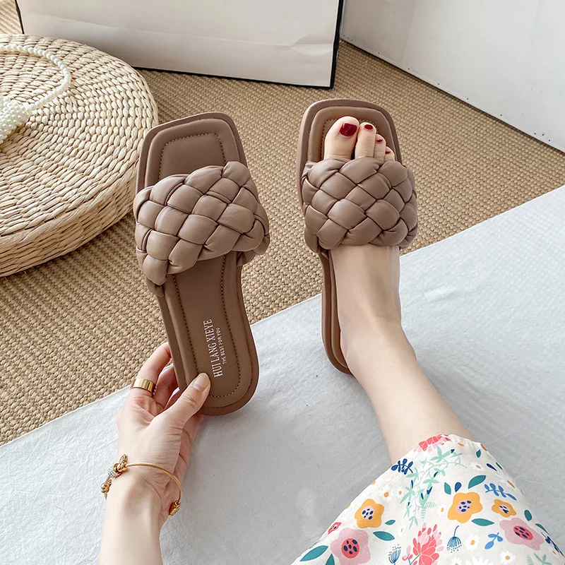 

Female Shoes Ladies' Slippers Luxury Slides Low 2021 Designer Flat PU Basic Fashion Rome Slippers Casual Shoes Woman 2021 Low Pa