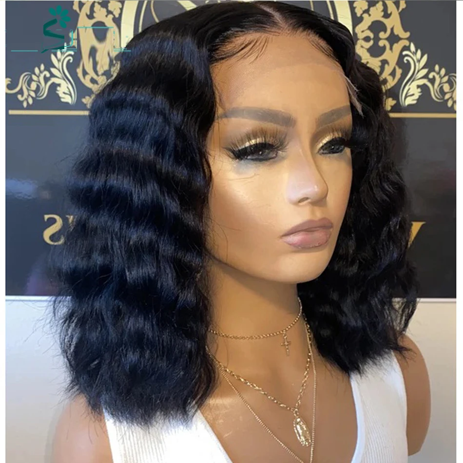 Kinky Curly 13x4 Lace Part Wig Middle Brown Average Cap Size Jet Black For Women With Baby Hair | Шиньоны и парики