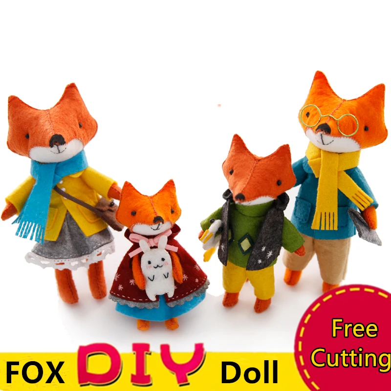 2 шт./компл. милые семьи лисицы войлочные животные ручной работы швейная ткань