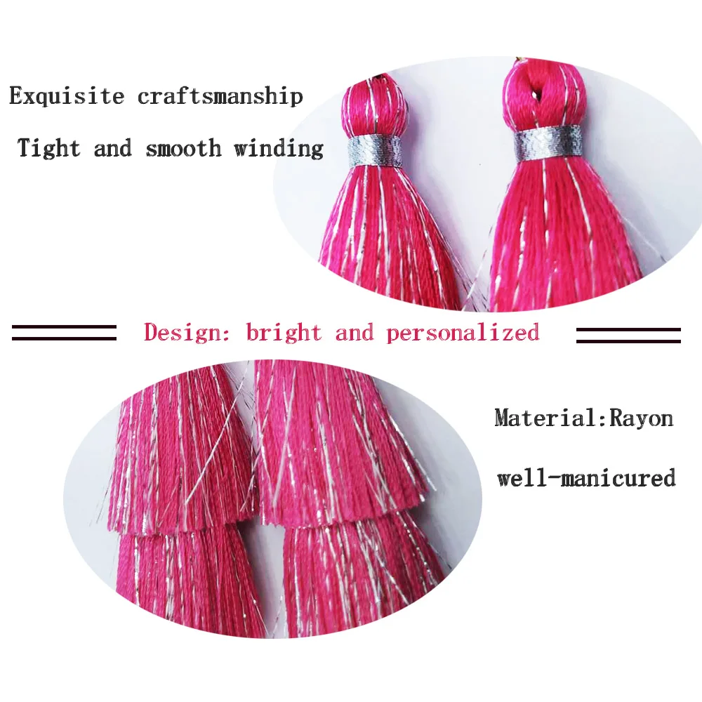 

2020zaolaixi Bohemian Shiny three layer Tassel Earrings Fabric Drop Dangle long Tassel Earrings Jewelry For Women