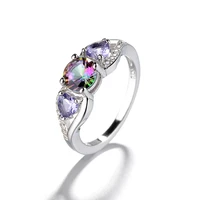 2021 new trend hot sale mystic rainbow multicolor purple cubic jewelry silver ring size 678910 fashion women birthday gift ring