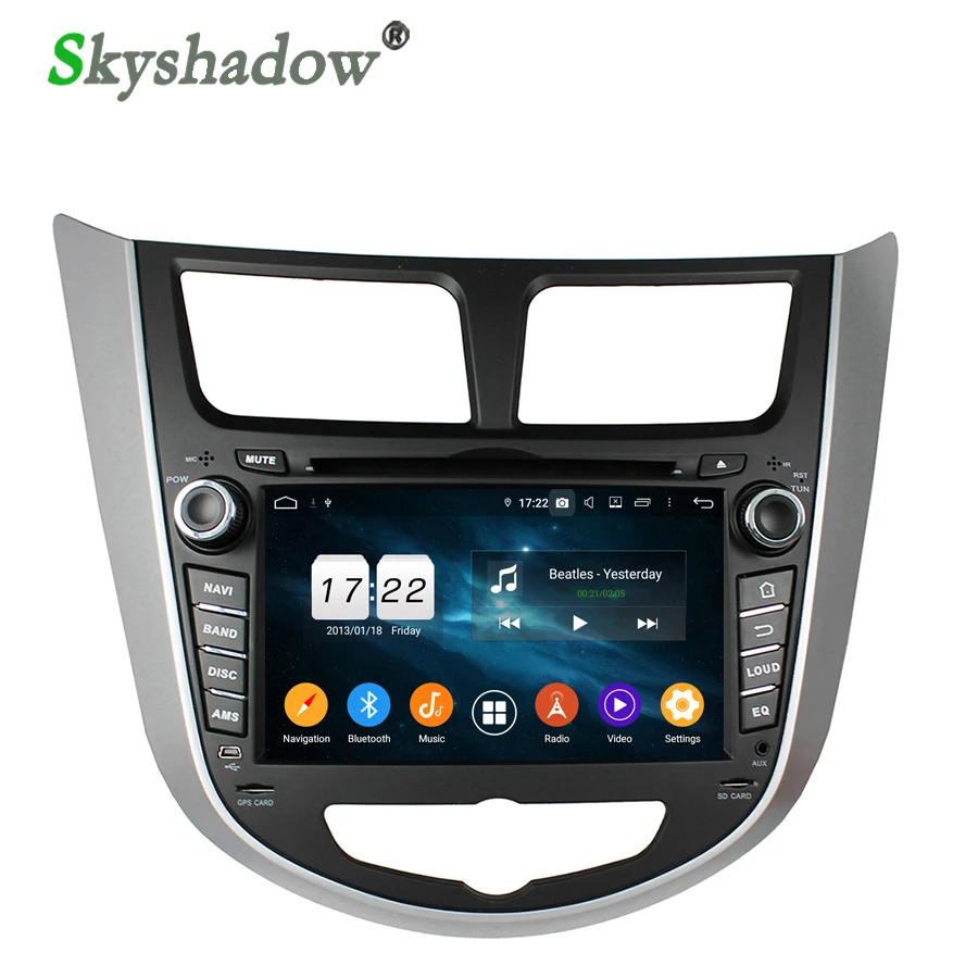 DSP Android 9 0 8 Core 4G + 32 GB Автомобильный DVD плеер для hyundai акцент Верна Solaris 2011 2015 gps карта