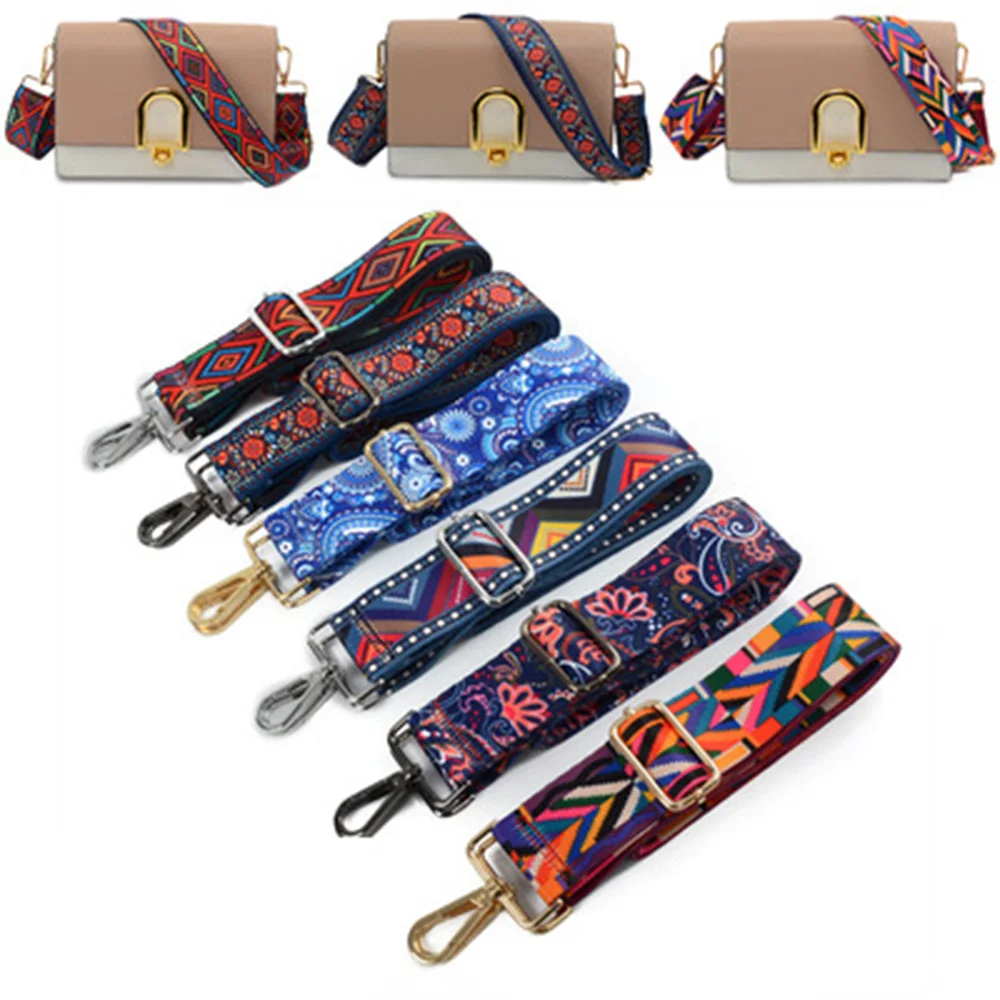 

2021 Nylon Bag Strap Woman Colored Straps for Crossbody Messenger Shoulder Bag Accessories Adjustable Embroidered Belts Straps