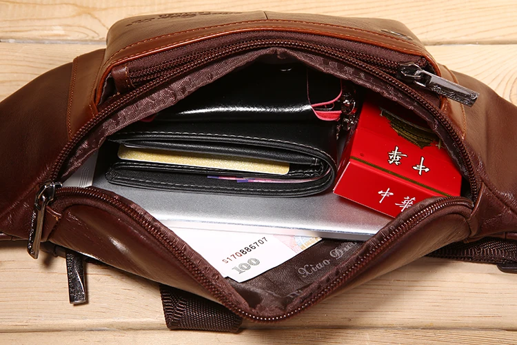 

Luxury Mens Waist Fanny Packs Hip Belt Cell Mobile Phone Pouch Chest Packs For Men Waist Bags Sports Travel Bag Genuine Leather