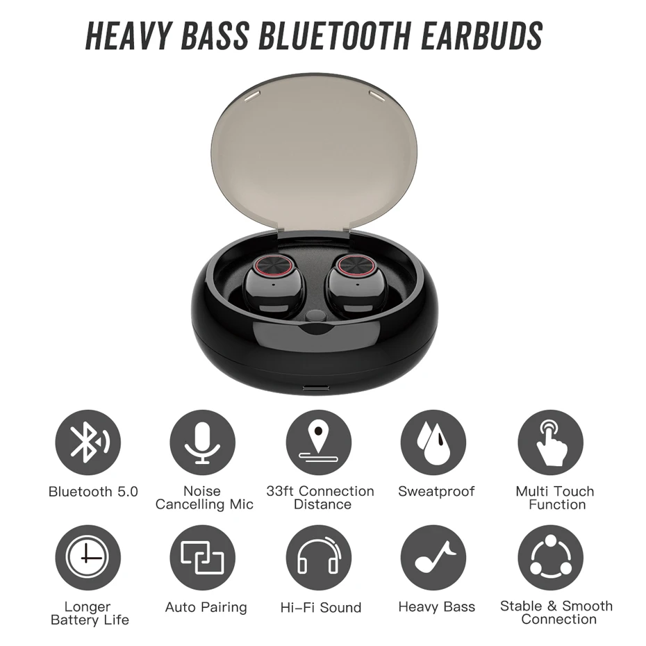 Беспроводные наушники UTRAI Bluetooth 5,0 Ture, беспроводные стерео наушники, гарнитура TWS HIFI, бас с микрофоном, Спортивная игровая гарнитура