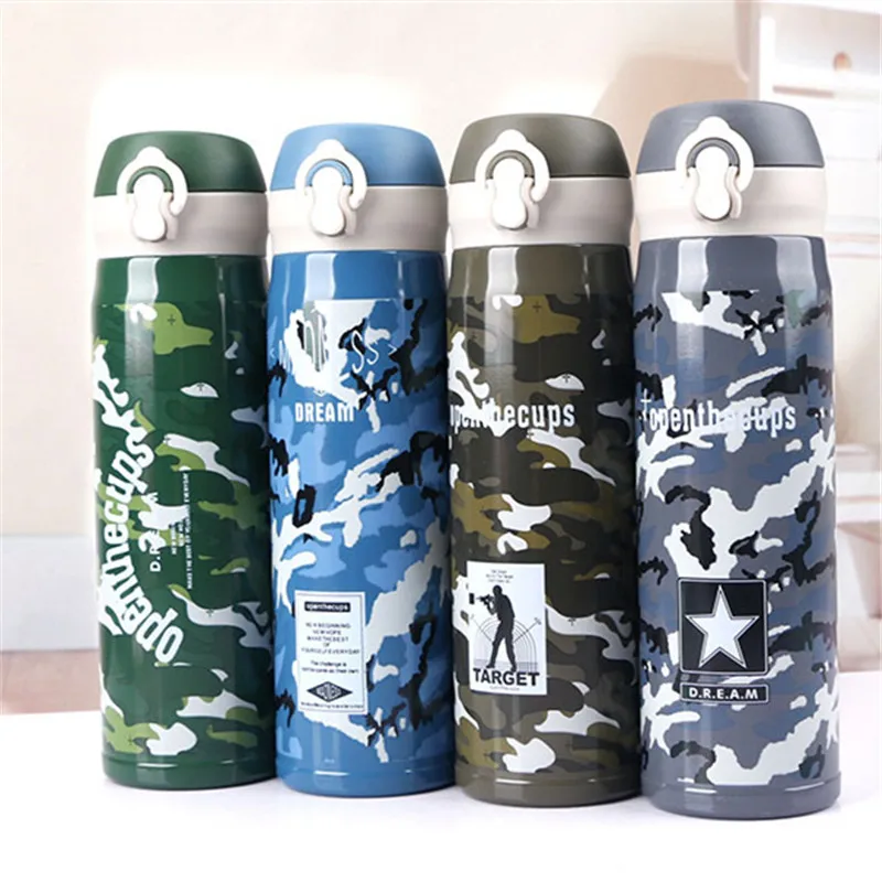 Bpa-Free 500 мл военный камуфляж термос чашка 304 нержавеющая сталь термос бутылка для воды электролиз лайнер термосы
