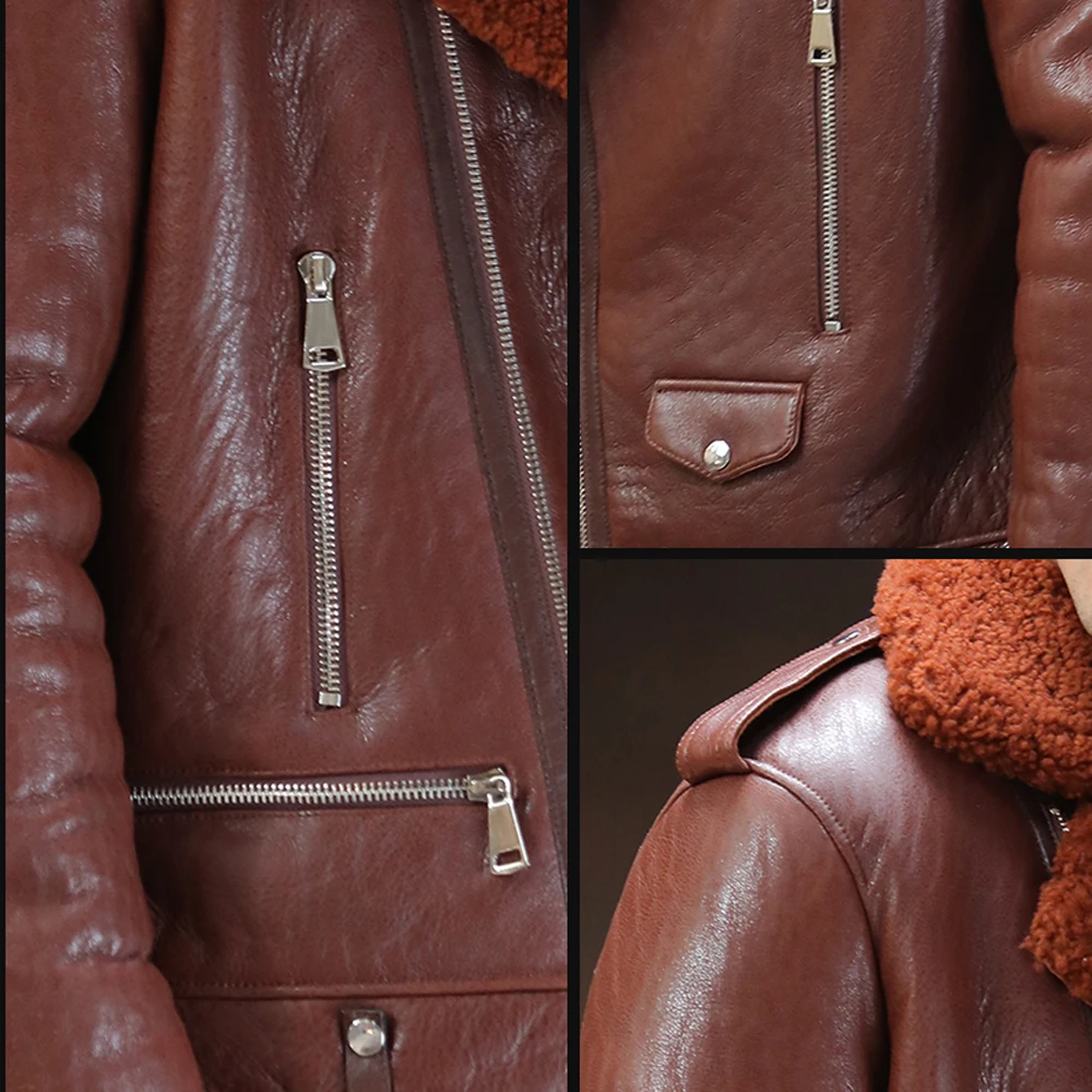 Классический деловой костюм стильная куртка из натуральной овечьей кожи одежда