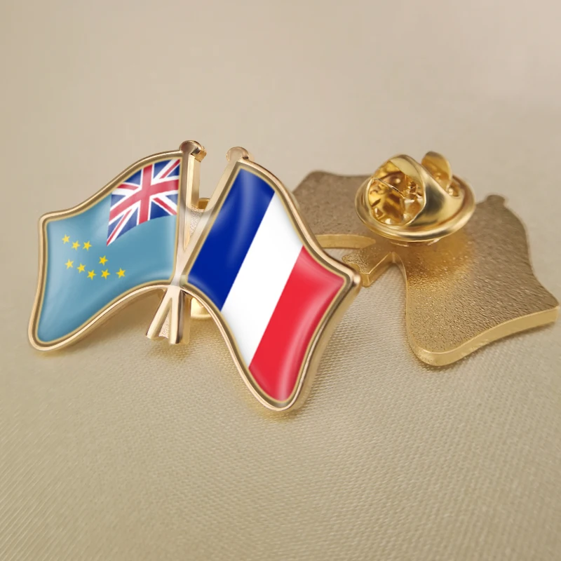 

Тувалу и Франции перекрестные двойной флаг дружбы значков на булавке брошь значки