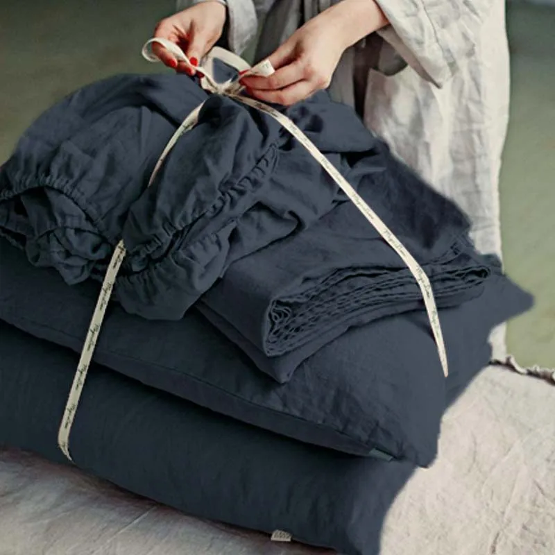

100% Linen Bed Sheet Natural Solid Soft Linen Bed Cover Bed Bedding Home Textile Euro Covers Nordic for 150 Bed