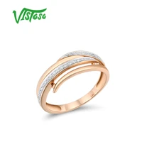 vistoso genuine 14k 585 rose gold chic rings for lady sparkling diamond twine ring engagement anniversary unique fine jewelry