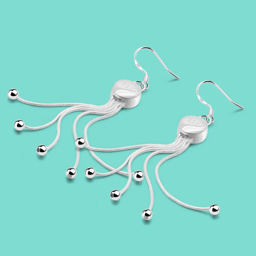 Новые однотонные 925 Серебряные серьги Для женщин с геометрическими элементами