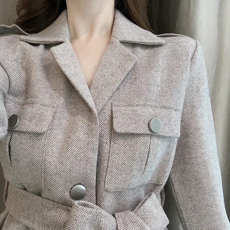 

Korea Solid Color Single-breasted Woman Coat Straight Trousers Ladies Office Suit Simple Fashion 2020 Autumn Winter New B519