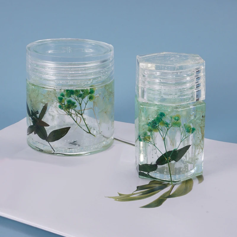 

DIY Crystal Epoxy Mold Bottle Storage Bottle Storage Sealed Jar with Lid Storage Silicone Mold