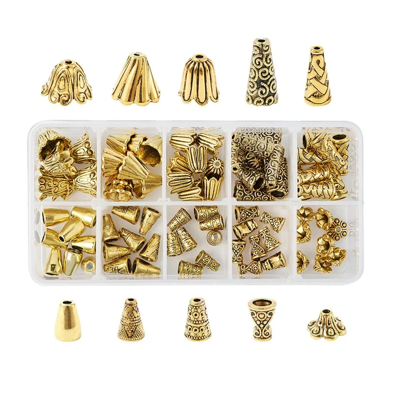 

80pcs/box Tibetan Style Alloy Bead Cap Bead Cone for Jewelry Making DIY Accessories Findings Tassel End
