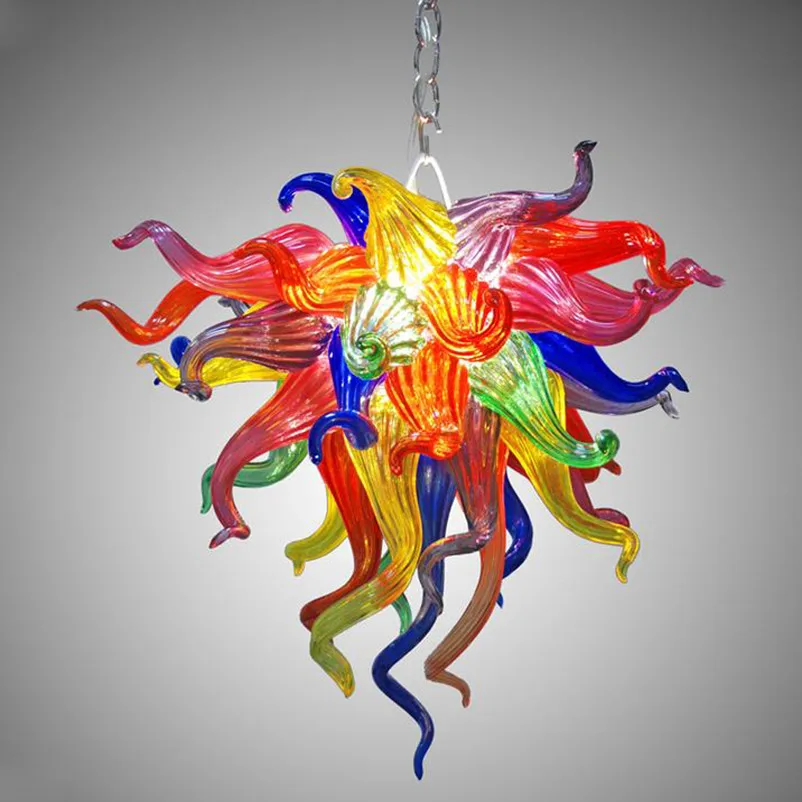 

Multi Colored Art Chandeliers Lamp Hotel Store Cone Rainbow Lighting Dining Room Decor LED Hand Blown Glass Chain Pendant Light