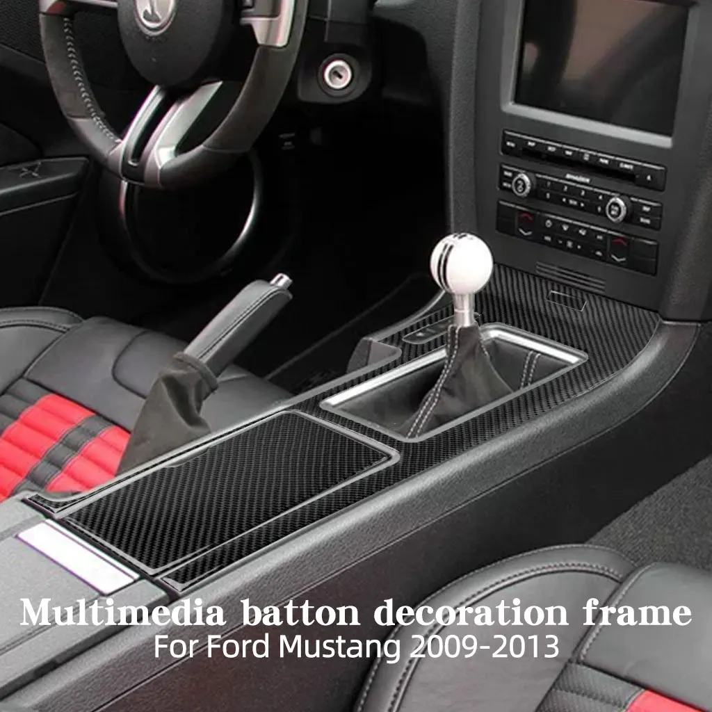 For Ford Mustang 2009-2013 Gearshift Panel Imitation Carbon Fiber Interior Decoration Sticker Accessories