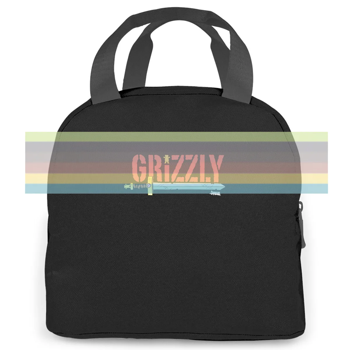 

Grizzly Griptape x Adventure Time Grizzly Time Cartoon Mens Black New women men Portable insulated lunch bag adult
