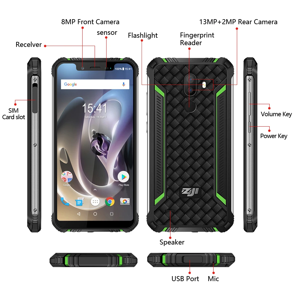 HOMTOM ZJI Z33 Android 8 1 смартфон IP68 Водонепроницаемый 5 85 &quotHD + 19:9 3 ГБ 32 MTK6739