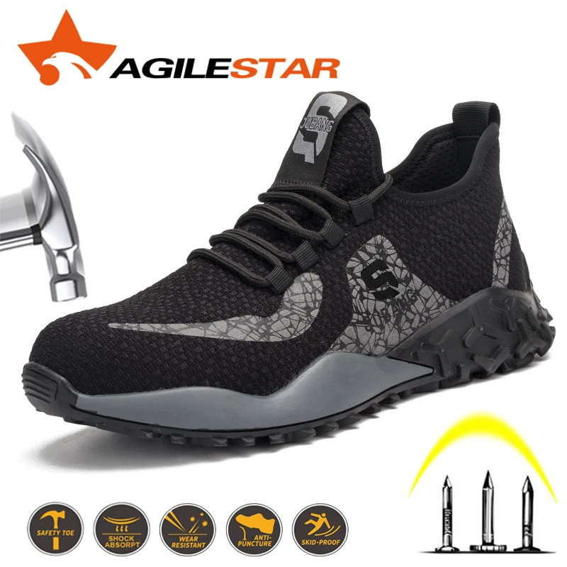 

Dropshipping Work Safety Shoes 2020 Fashion Sneakers Ultra-light Soft Outsole Men Breathable Anti-smashing Steel Toe Work Boots