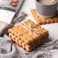 cookie shape natural wood coaster set tea coffee mug drinks holders photography props mats crafts placemats for dining table