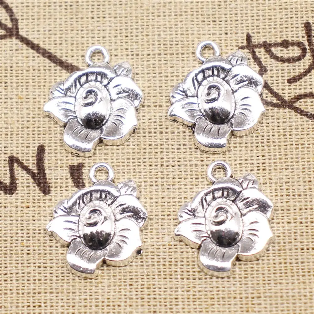 

Pendants Jewelry Making 5pcs 22x18mm Antique Silver Color Flowers Charms