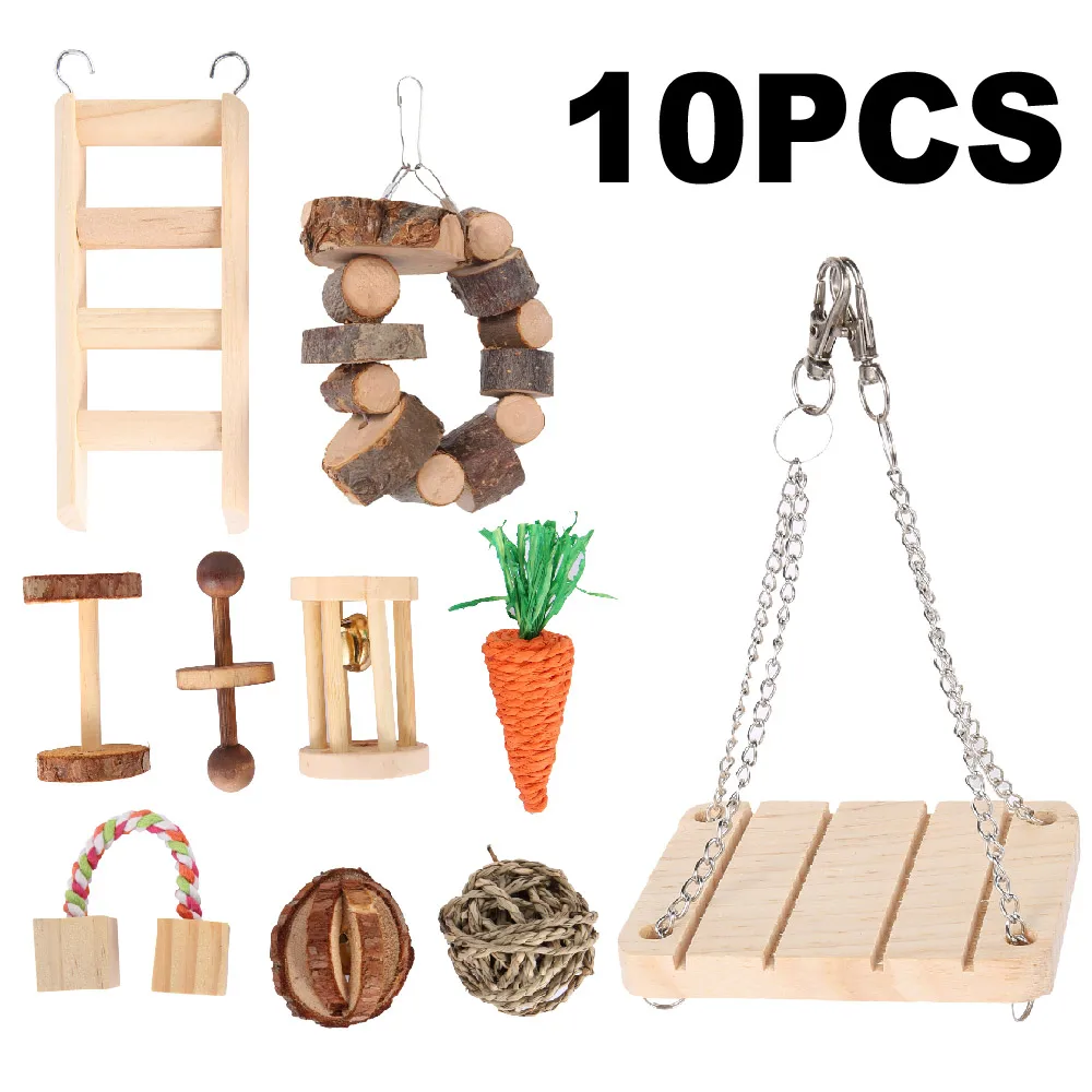 7/10 шт. Милые натуральные деревянные игрушки кролики сосновые гантели