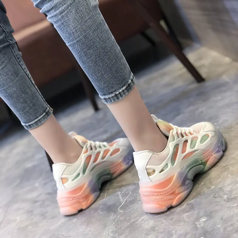 

2021 Chunky Sneakers Woman Platform Shoes Fashion Casual Breathable Thick Bottom Ladies Trainers Zapatillas Mujer Basket Femme