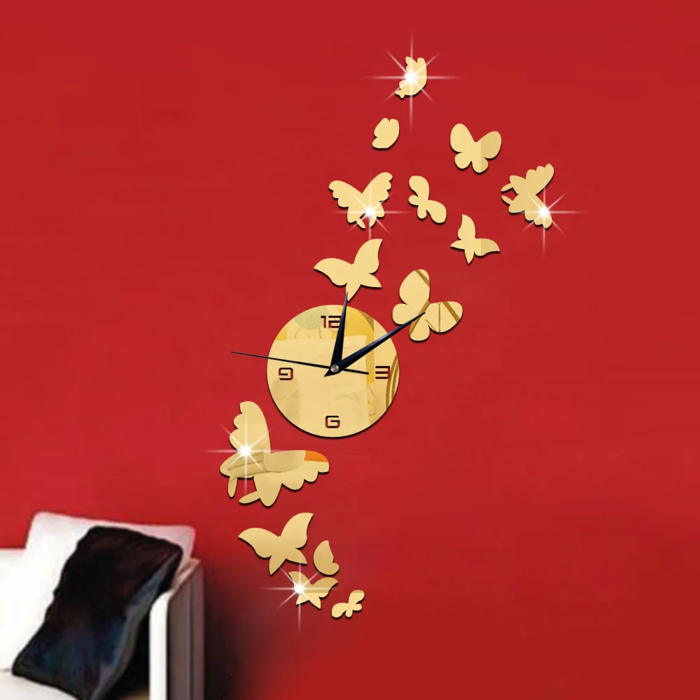 Зеркальные акриловые настенные часы сделай сам часы-бабочка зеркальные | Дом и