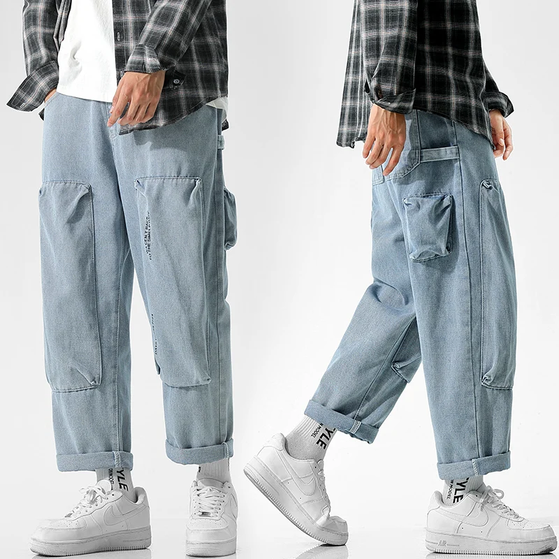 

Новинка Весна 2022, мужские джинсы Harlan, корейские трендовые повседневные Комбинезоны, уличные свободные прямые брюки в стиле хип-хоп