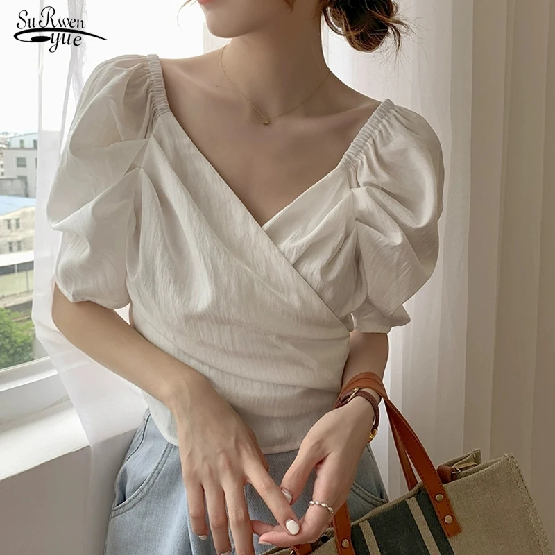 С короткими рукавами шифоновая блузка с женские летние блузки 2021 новое шикарное