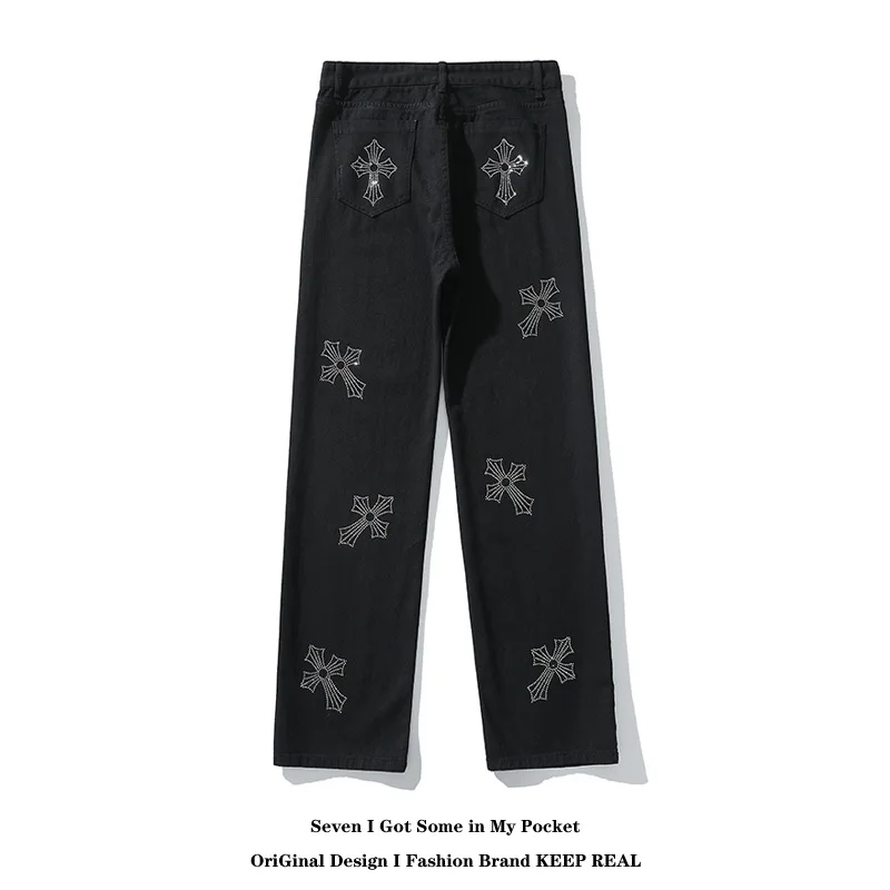 ICCLEK High Street Hiphop Jeans Men's Straight Trousers Men Jeans  Boyfriend Jeans  Men Designer Jeans for Men  Goth Clothes