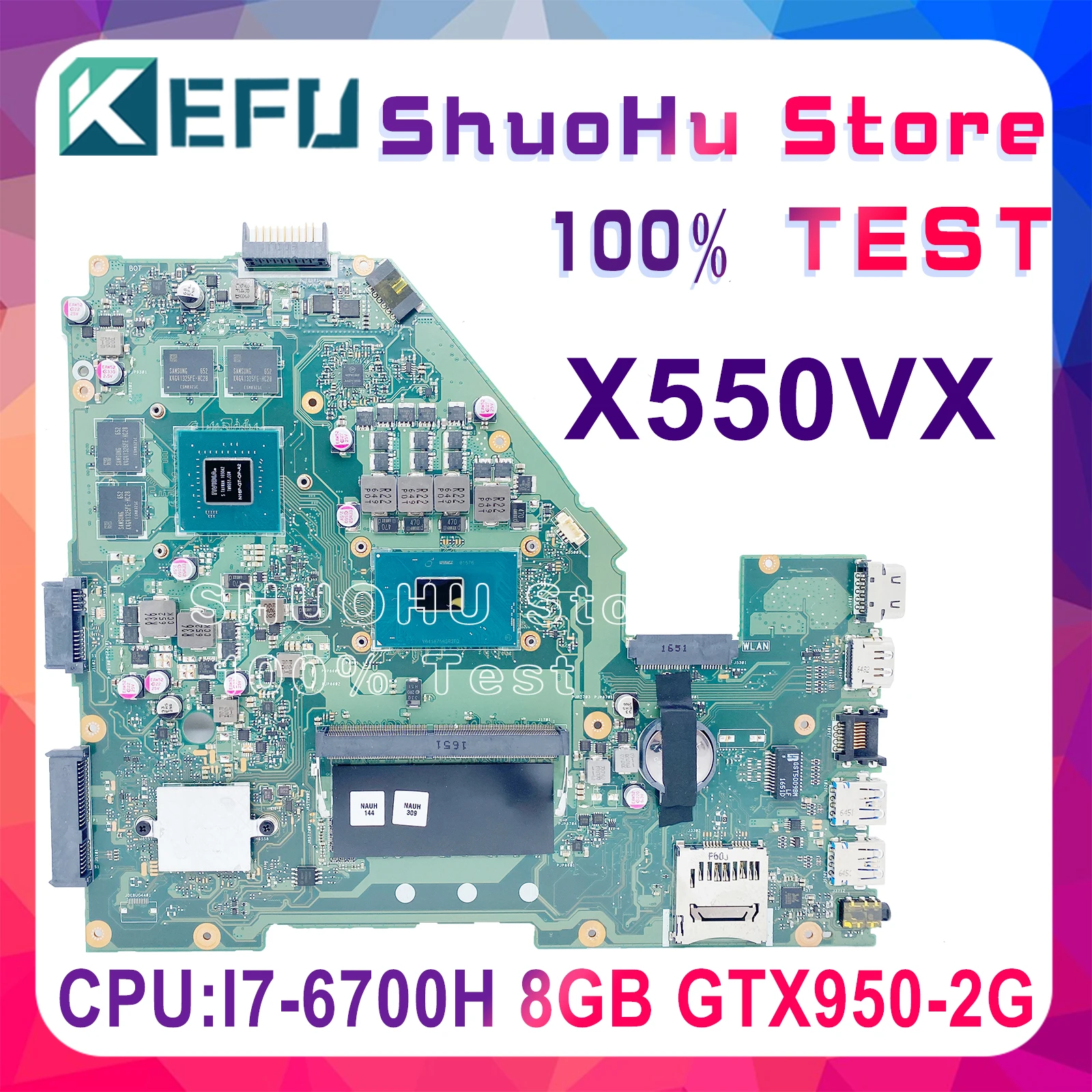 

X550VQ Mainboard X550VX For ASUS FH5900V X550VXK FX50V FZ50V Laptop Motherboard 100% Test Function Work I7-6700HQ 8GB GTX950-2G
