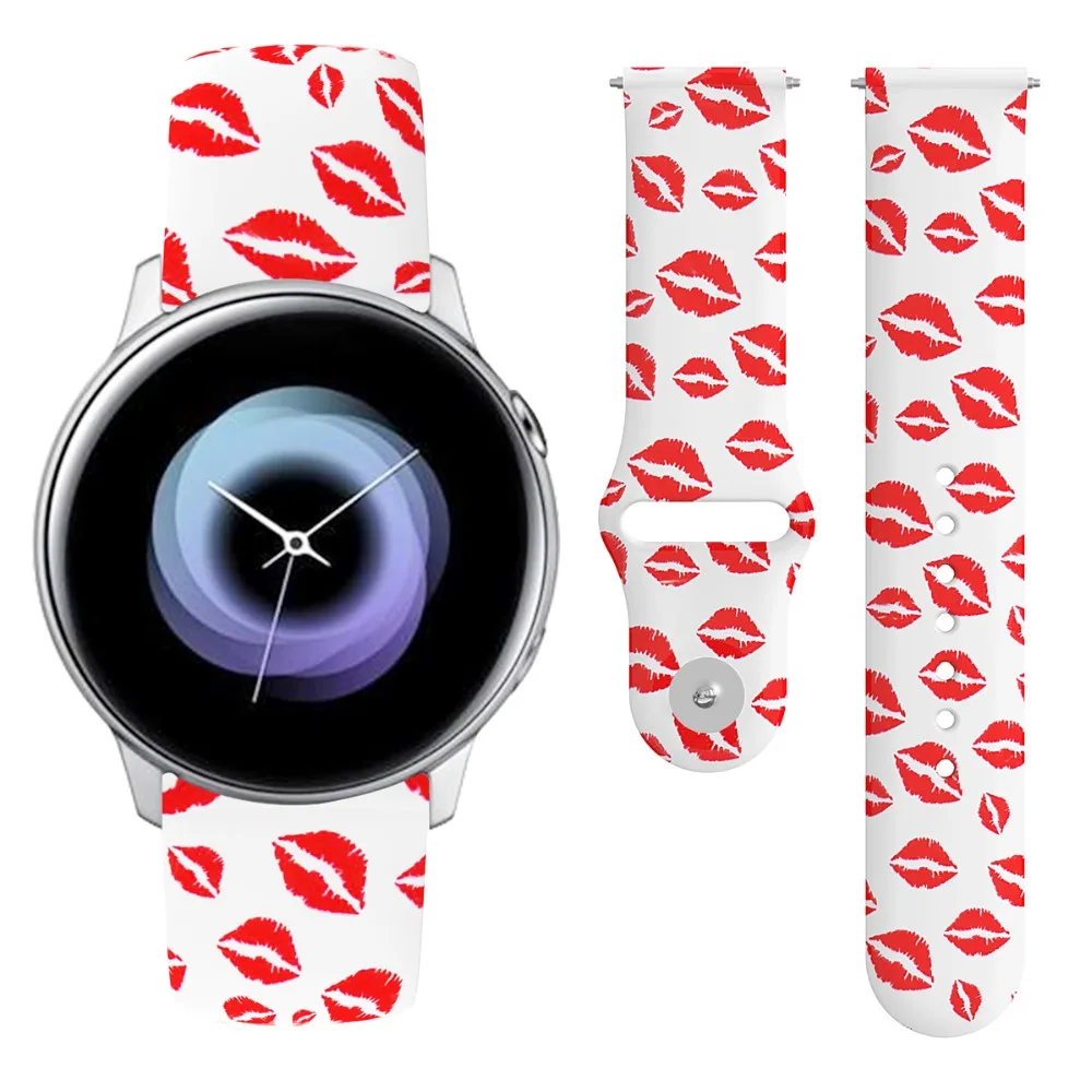 20 мм спортивный браслет с принтом для samsung Galaxy Watch Active 2 Силиконовый ремешок для Galaxy Watch 42 мм спортивный ремешок