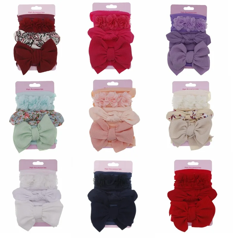 Детский ободок с кроличьими ушами из 3 предметов Повязка на голову цветами бантом