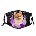 Маска для лица померанский шпиц с цветком розы, Пылезащитная маска для щенков с фильтрами, защитный респиратор моющаяся маска для рта