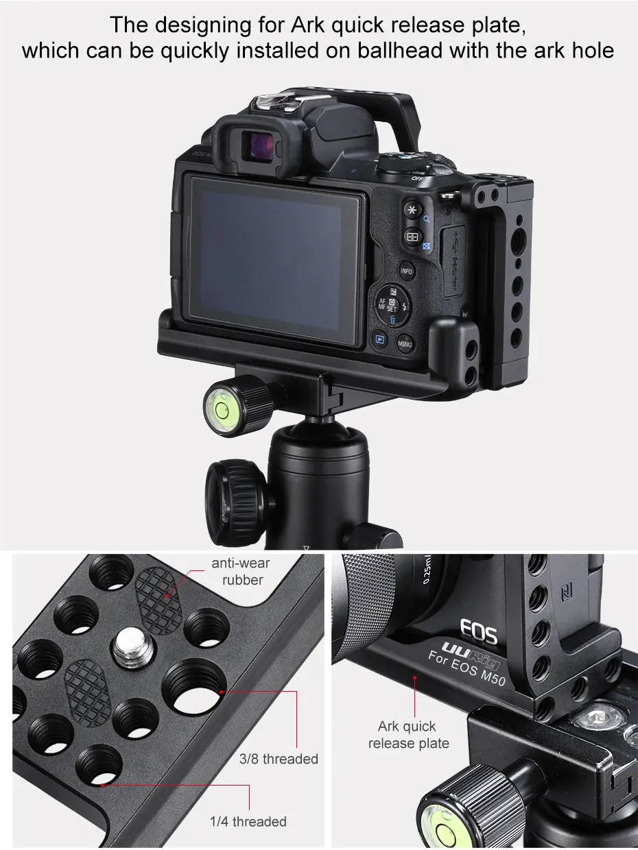 UURig C-M50 Vlog металлическая клетка для Canon M50 Vlogging чехол с удлиненным холодным креплением для обуви 1/4 винт для микрофона светодиодный аксессуар