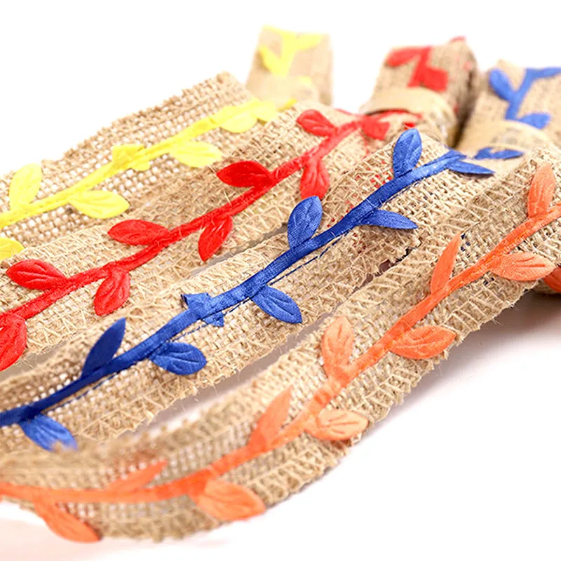 3 см/2 м имитация листьев Кружева хессиань пеньковая лента Плетение ручной работы