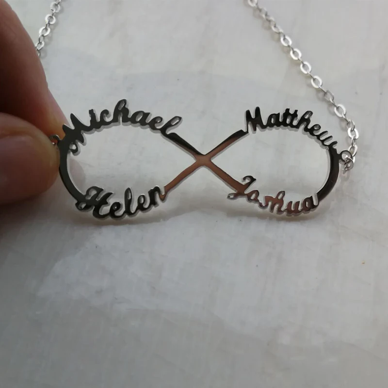 Пользовательское имя колье ожерелья со знаком бесконечности серебро 925 кулон