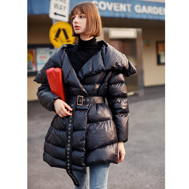 Женская куртка на хлопковой подкладке AEL теплая яркая с большим отворотом модная