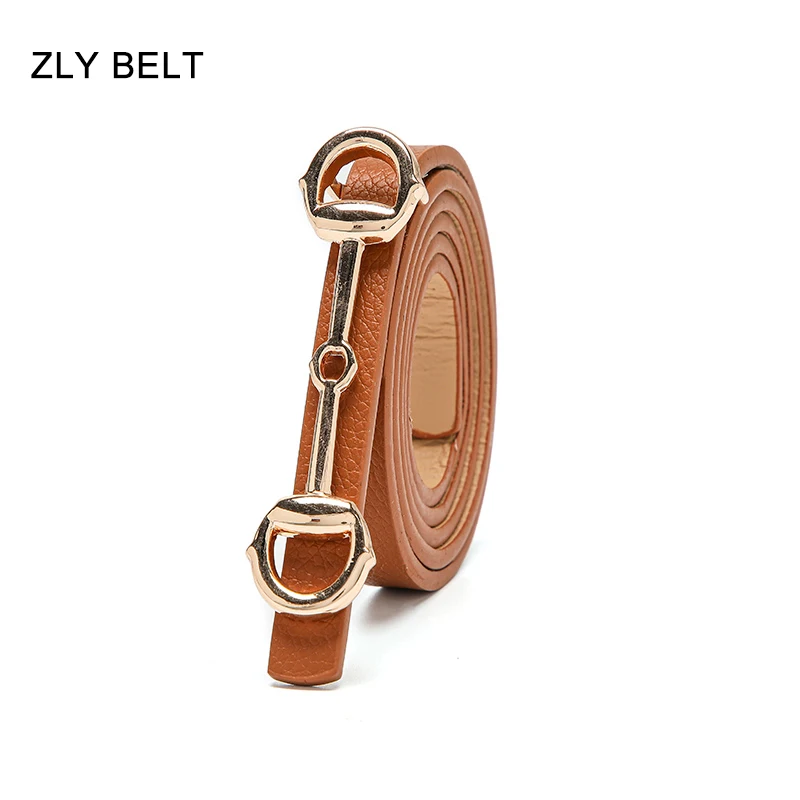 ZLY 2021 New Fashion Belt Women PU Leather Material Alloy Circle Round Buckle Thin Casual Formal Versatile Style Jeans Suit Belt