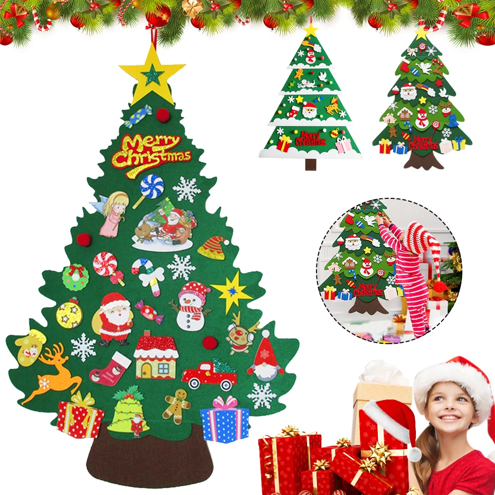 

Kids DIY Felt Christmas Tree Merry Christmas Decorations For Home 2021 Christmas Ornaments Noel Navidad Xmas Gifts New Year 2022