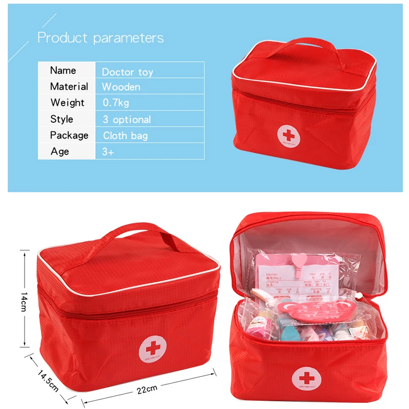 

Baby Wooden Pretend Play Doctor Educationa Toys for Children Medical Simulation Medicine Chest Set for Kids Play House Toy Gifts