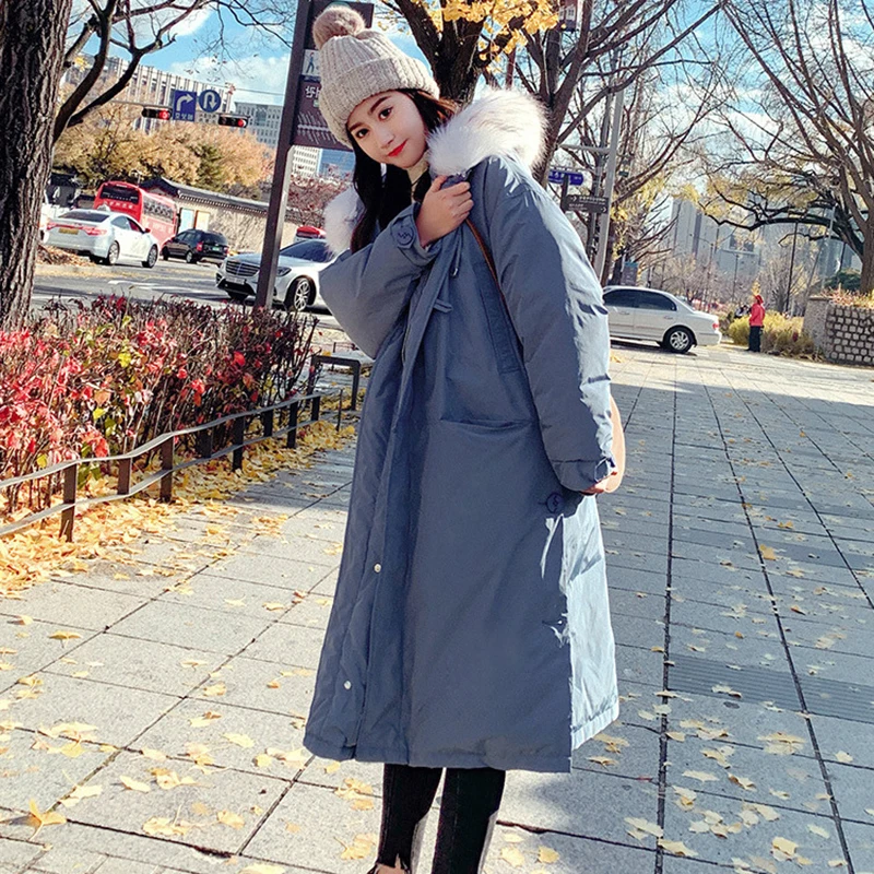 Женская куртка с мехом хлопковая одежда теплая парка длинная повседневная