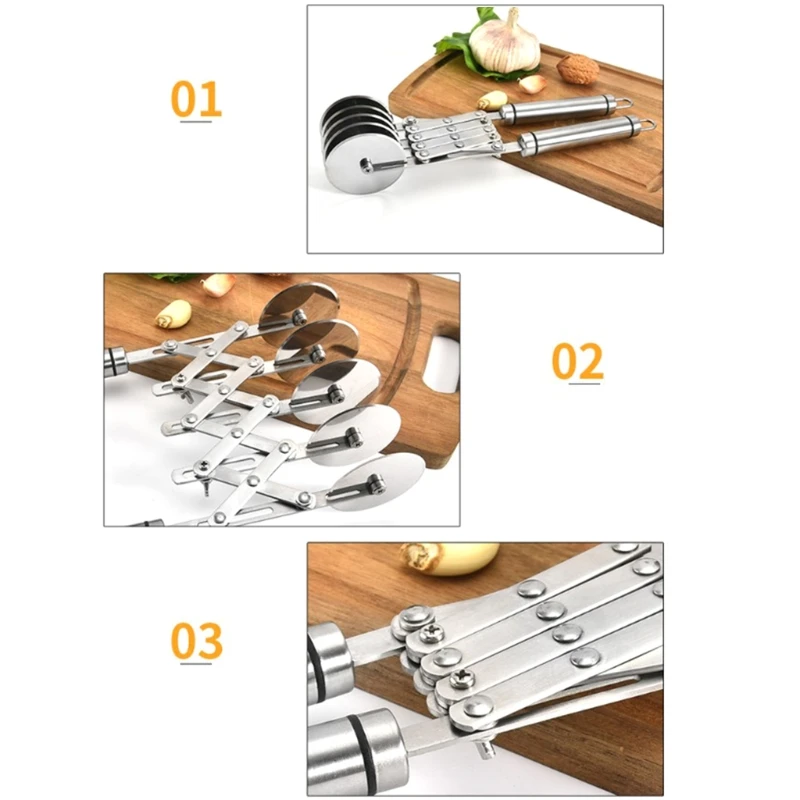 

5 Wheel Pastry Cutter Stainless Pizza Slicer Dough Cutter Roller Pastry Knife