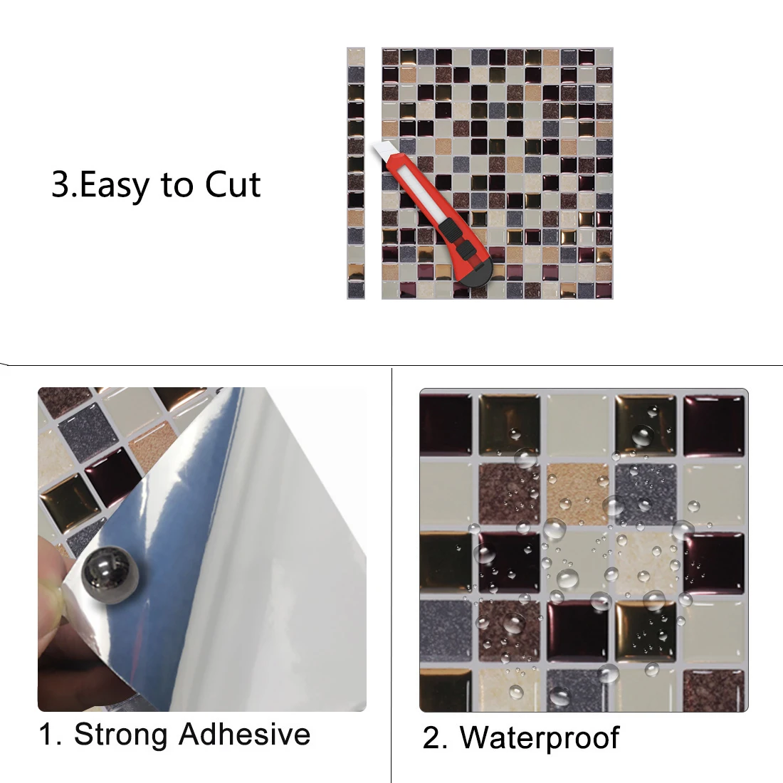 Волшебная гелевая плитка самоклеящаяся мозаичная для кухни и ванной комнаты