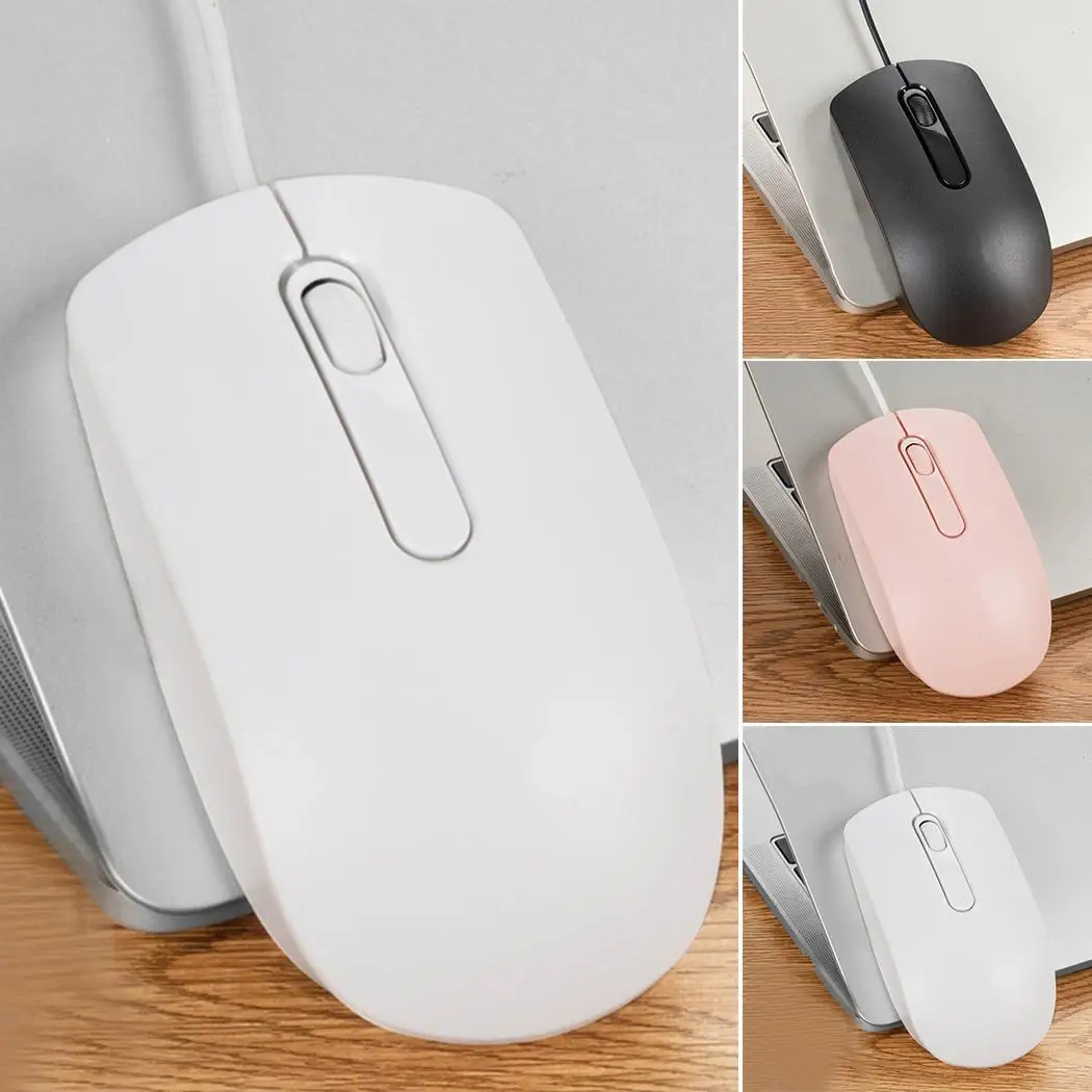 Игровая офисная USB легкая для ПК 3 Проводная черная/белая/Розовая 1200 120 см 60 г мышь |