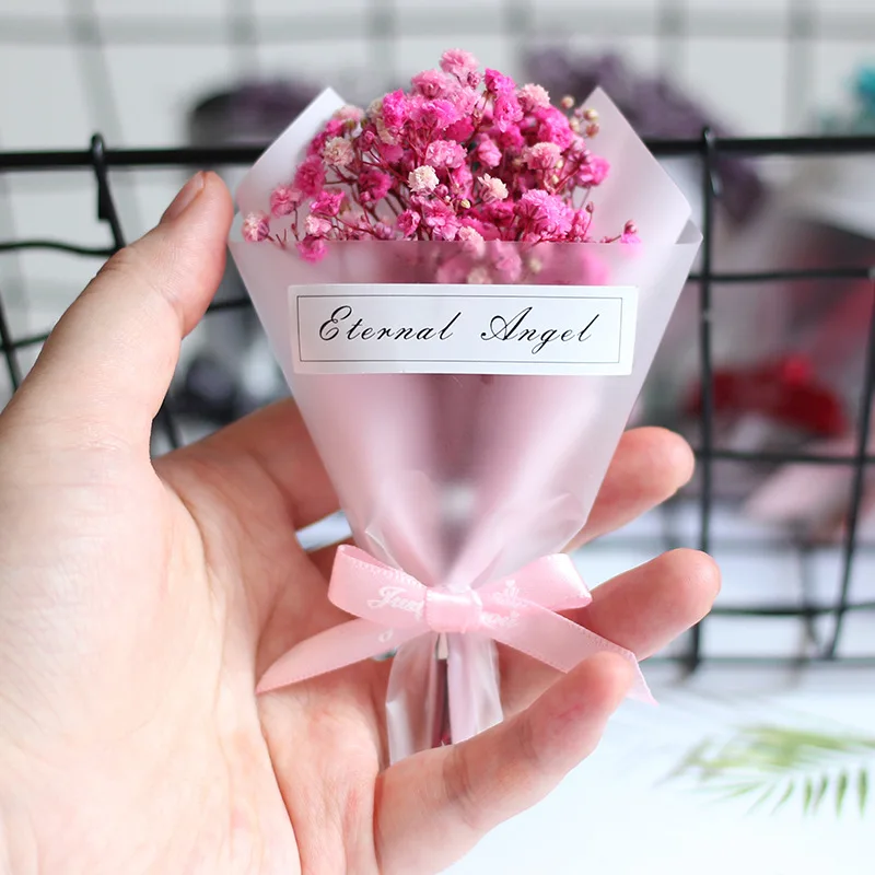 Rose Pink 1 Bunch of Mini Dried Flowers Sky Stars Small Bouquet Take Picture Prop Home Window Decoration Valentine's Day DIY Craft Gifts - Цвет: Rose Pink