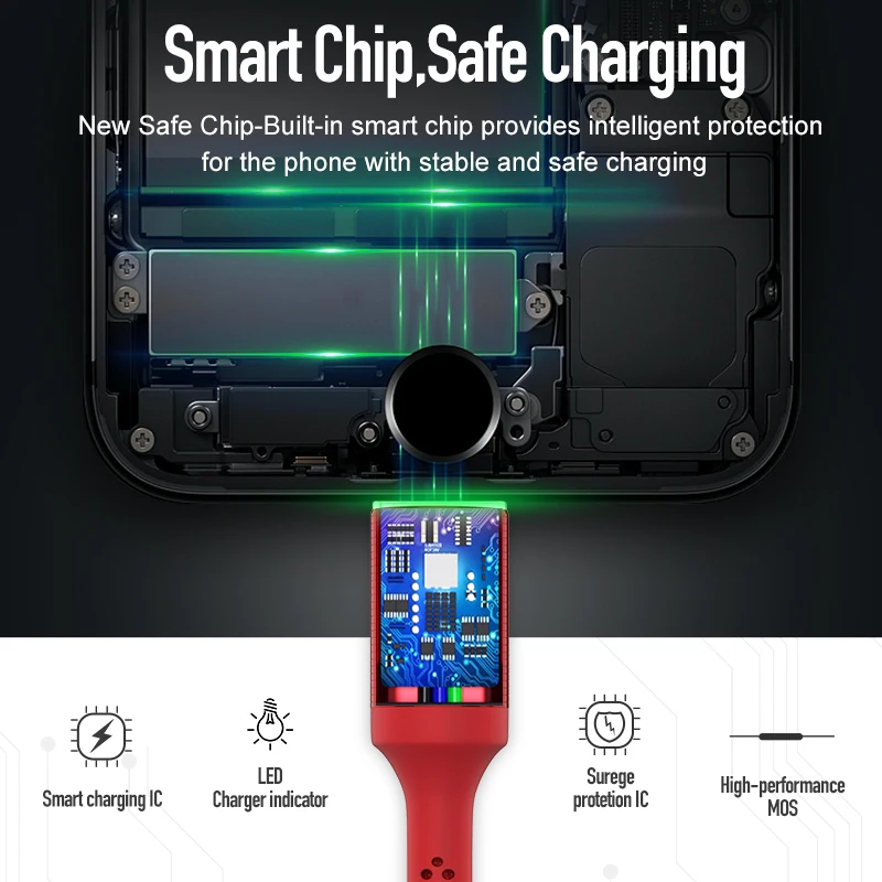 Светодиодный кабель Micro USB 2.1A для быстрой зарядки передачи данных Microusb зарядный