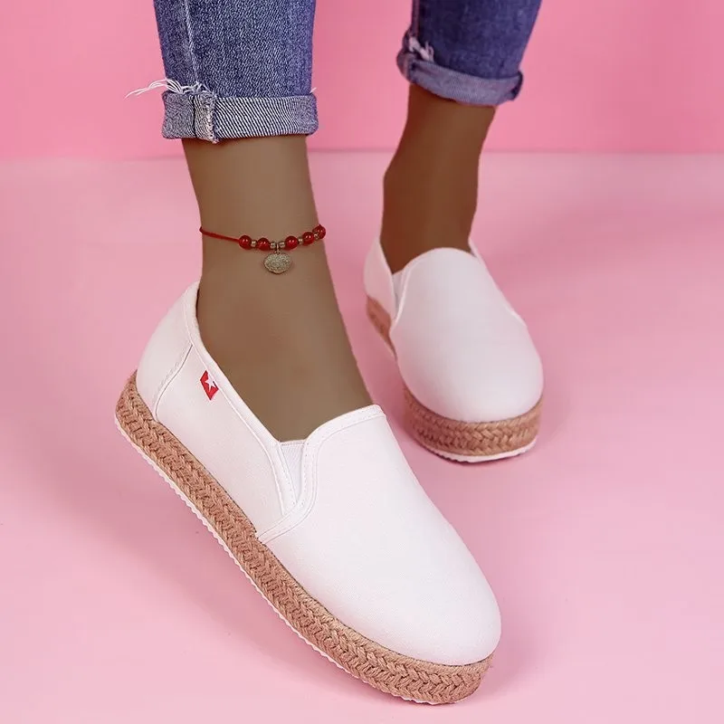 women flats casual shoes woman canvas fabric plus size loafers slip on single shoe chaussures femme