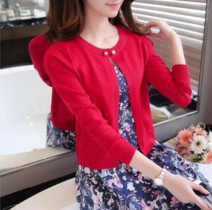

Women 's Knitwear Cardigan Thin Coat Spring 2021new Short Sweater Top Outerwear Shawl Autumn Clothing